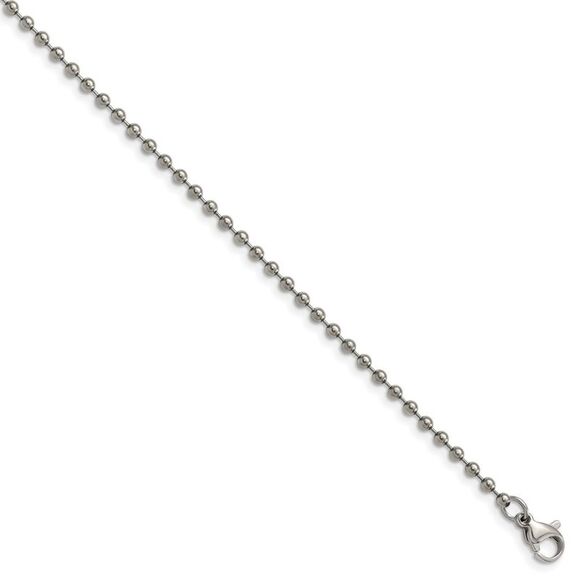Kazi Luxury Chisel Titanium Polished 2.00mm 24 inch Ball Chain - Picture 1 of 5